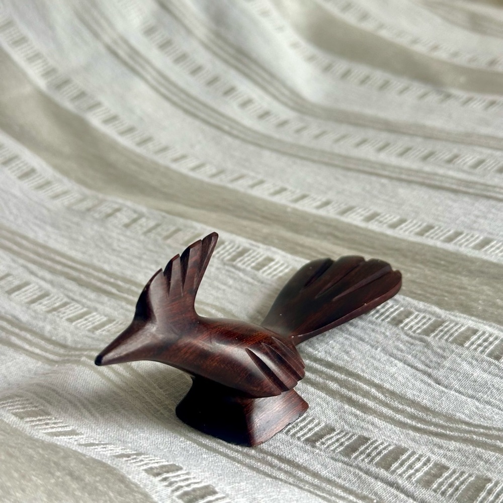 Vintage Ironwood Roadrunner Figurine Hand Carved Southwestern Wood Bird Decor